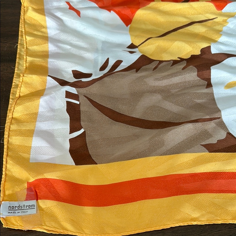 Nordstrom Vibrant Yellow and Brown Silk Scarf